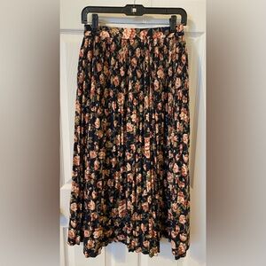Pas De Trois Pleated Floral Long Skirt Size Med Vintage EUC